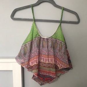 Multicolored Sheer Crop Top w Bandeau Attached